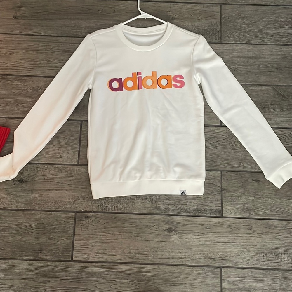 Adidas orange and pink crew neck